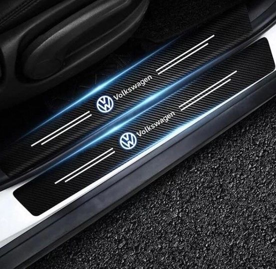 Захисна плівка накладка на пороги для Volkswagen Чорний Карбон 4шт 42643 фото