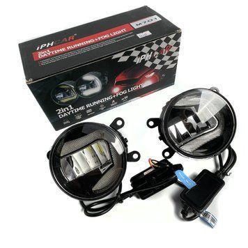 Протитуманні LED Фари круглі D90 мм / Лінза з ДХО / 12V / 22W / 6000K-COB / 2 шт 56345 фото