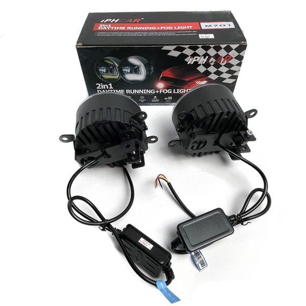 Протитуманні LED Фари круглі D90 мм / Лінза з ДХО / 12V / 22W / 6000K-COB / 2 шт 56345 фото