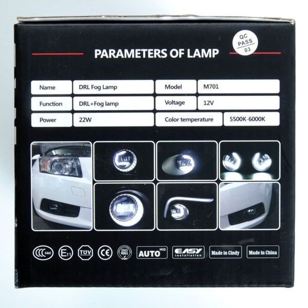 Протитуманні LED Фари круглі D90 мм / Лінза з ДХО / 12V / 22W / 6000K-COB / 2 шт 56345 фото