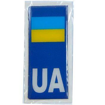Наклейка на авто номера UA Флаг Украины Силикон 4х10 см 1 шт 79410 фото