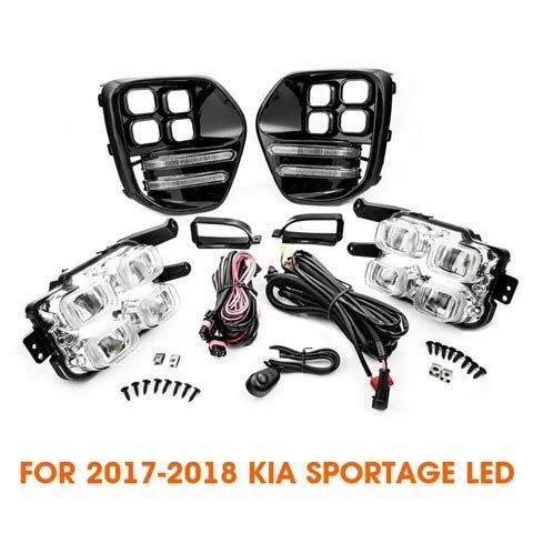 LED Противотуманные фары для Kia Sportage 2016-2018 2DRL с проводкой Комплект (KA-166) 49096 фото