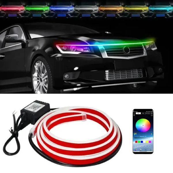 Підсвічування Капота Гнучка 12V LED Динамічна RGB 150 см (Бічне свічення) 83511 фото