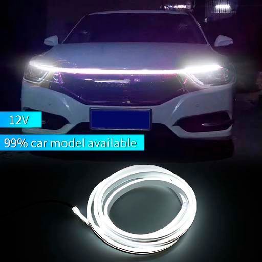Підсвічування Капота Гнучка 12V LED Динамічна Біла 180 см (Бичне свічення) 83512 фото
