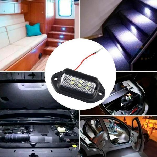 LED Подсветка Номера универсальная Thoc Auto 12/24V 6 LED 2 шт Черная (4382) 65463 фото