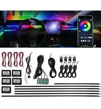 LED Підсвічування Салон неоновий RGB Ambient light 12V Bluetooth (Набір 6 в 1) 81278 фото