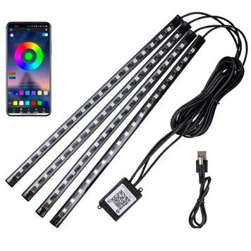 LED Подсветка Салона нионавая 12V 22x4см RGB5050 (APP Bluetooth USB) 4 шт 63554 фото