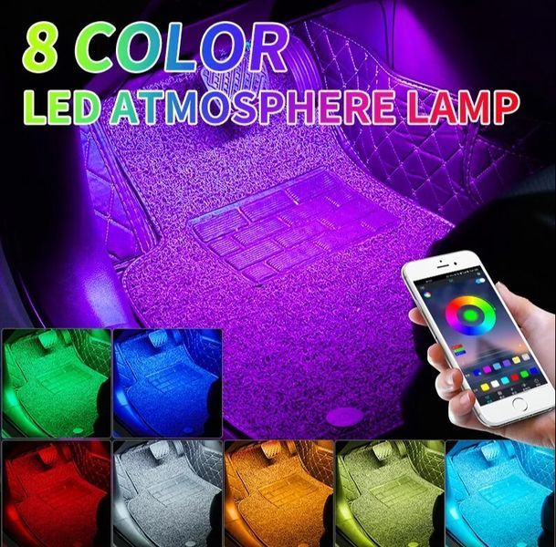 LED Подсветка Салона нионавая 12V 22x4см RGB5050 (APP Bluetooth USB) 4 шт 63554 фото