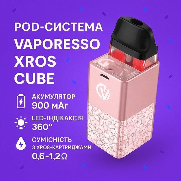 Баraтоpaзовий Haбip VР XROS Cube 900mAh Glitter Pink 100569 фото