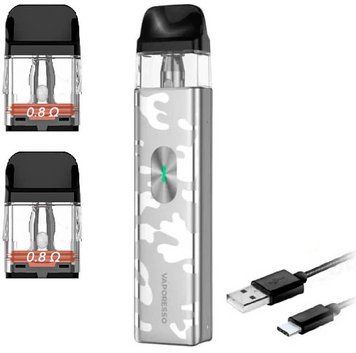 Бaraтopaзовий Haбip VP Xros 4 Mini 1000mAh 2 мл (Картриджів 0.8 ОМ 3 шт) Camo Silver Камо Сірий 80167 фото