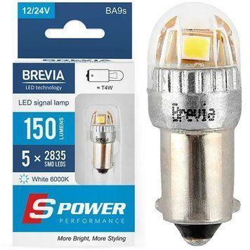 LED автолампа Brevia Spower 12/24V T4W 4x2835SMD 150Lm 6000K CANbus 2 шт Оригінал (10219X2) 10219X2 фото