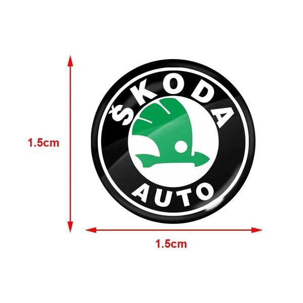 Наклейка с логотипом Skoda №2 для автоключей d=15 мм Пластиковая объемная (Завод) 89415 фото